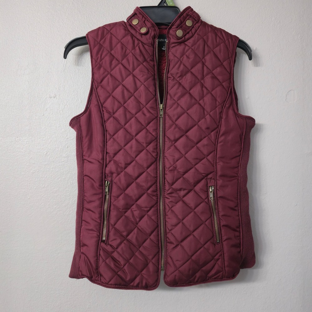 Zenana Outfitters Burgundy Quilted Vest Faux Shearling Lined Small Burgundy Wine